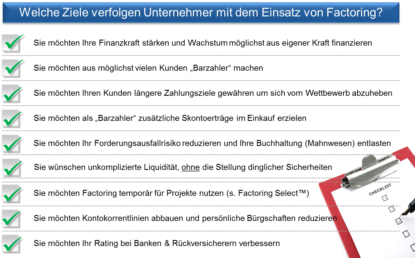 Factoring Ziele des Unternehmers